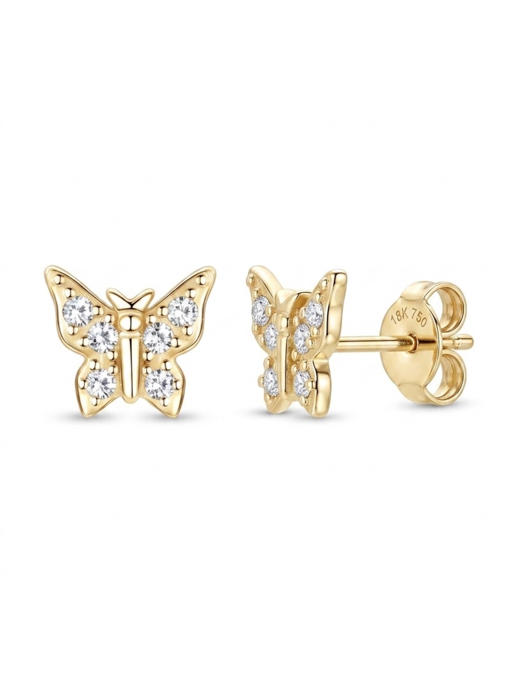 S925 Minimalist Butterfly Moissanite Diamond Studs Earrings - Picture 5 of 5